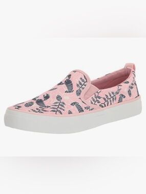 Sperry topsider Pink Blue Lobster Print Canvas Slip On Tennis Boat Shoes 9.5